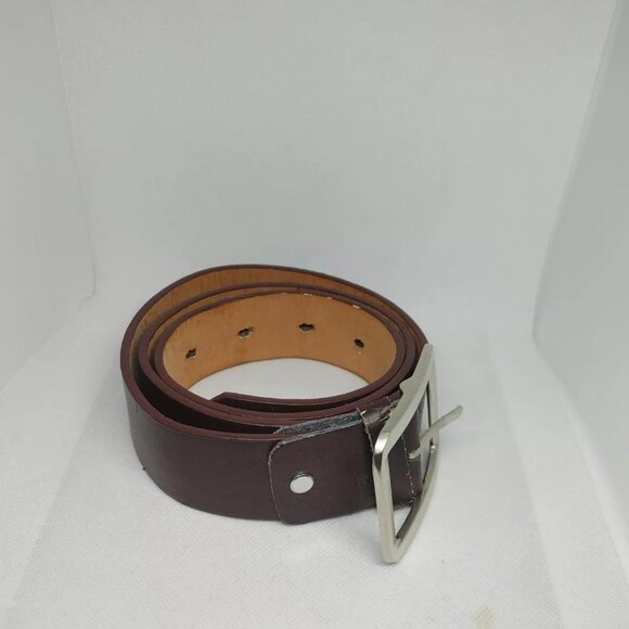 Belt for Men L Regular Brown Leather Single Buckle Studded Casual Grade C - Picture 1 of 3